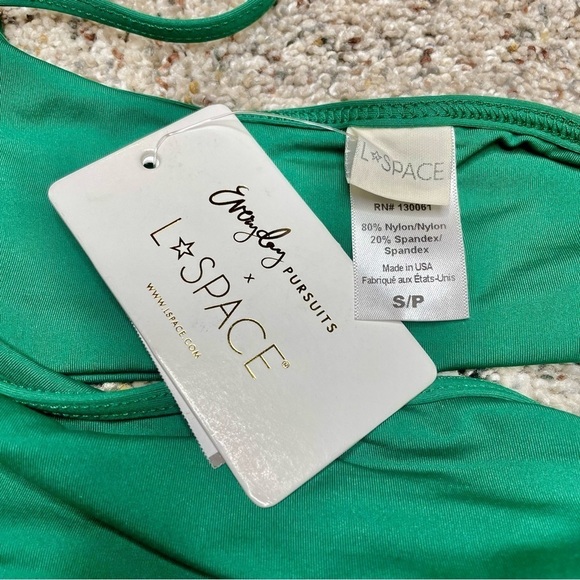 L*SPACE x Everyday Pursuits Milo One Shoulder Bikini Top in Emerald Small NWT - Picture 5 of 8